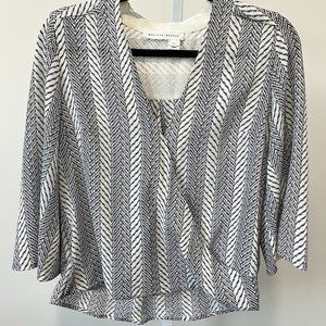 Melissa Nepton navy cross wrap blouse | size SP